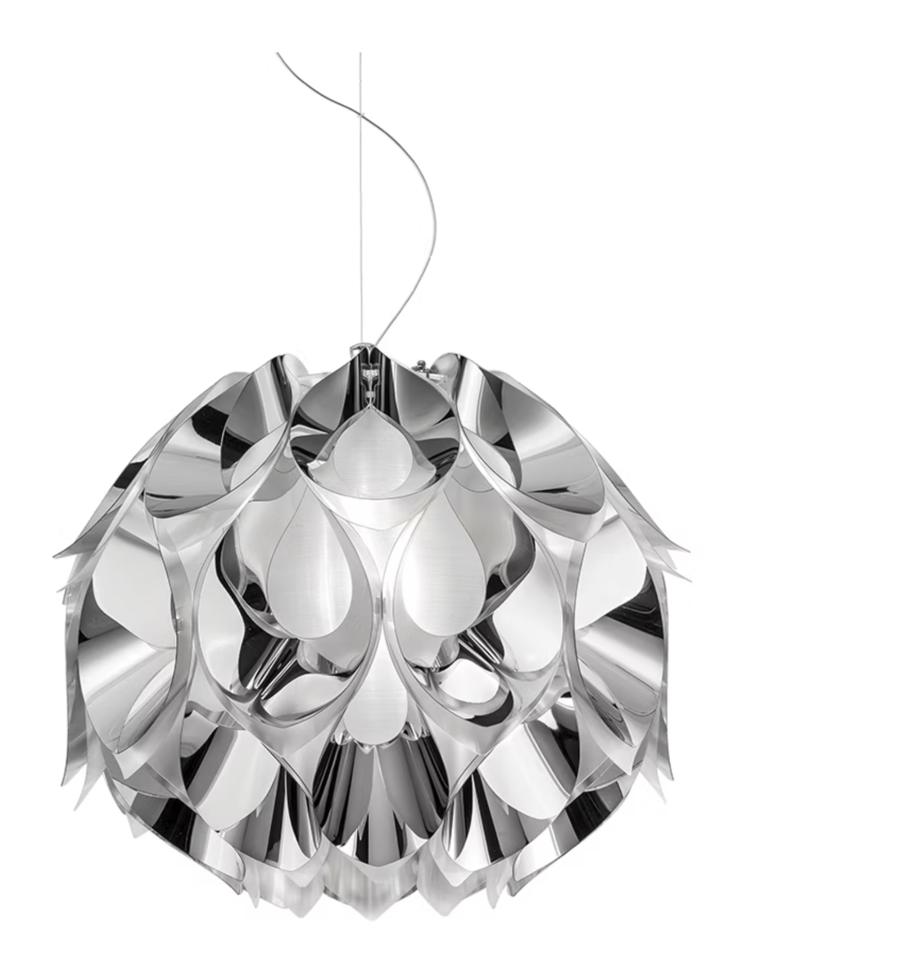 FLORA Candeeiro suspenso metálico prateado em design arredondado com camadas