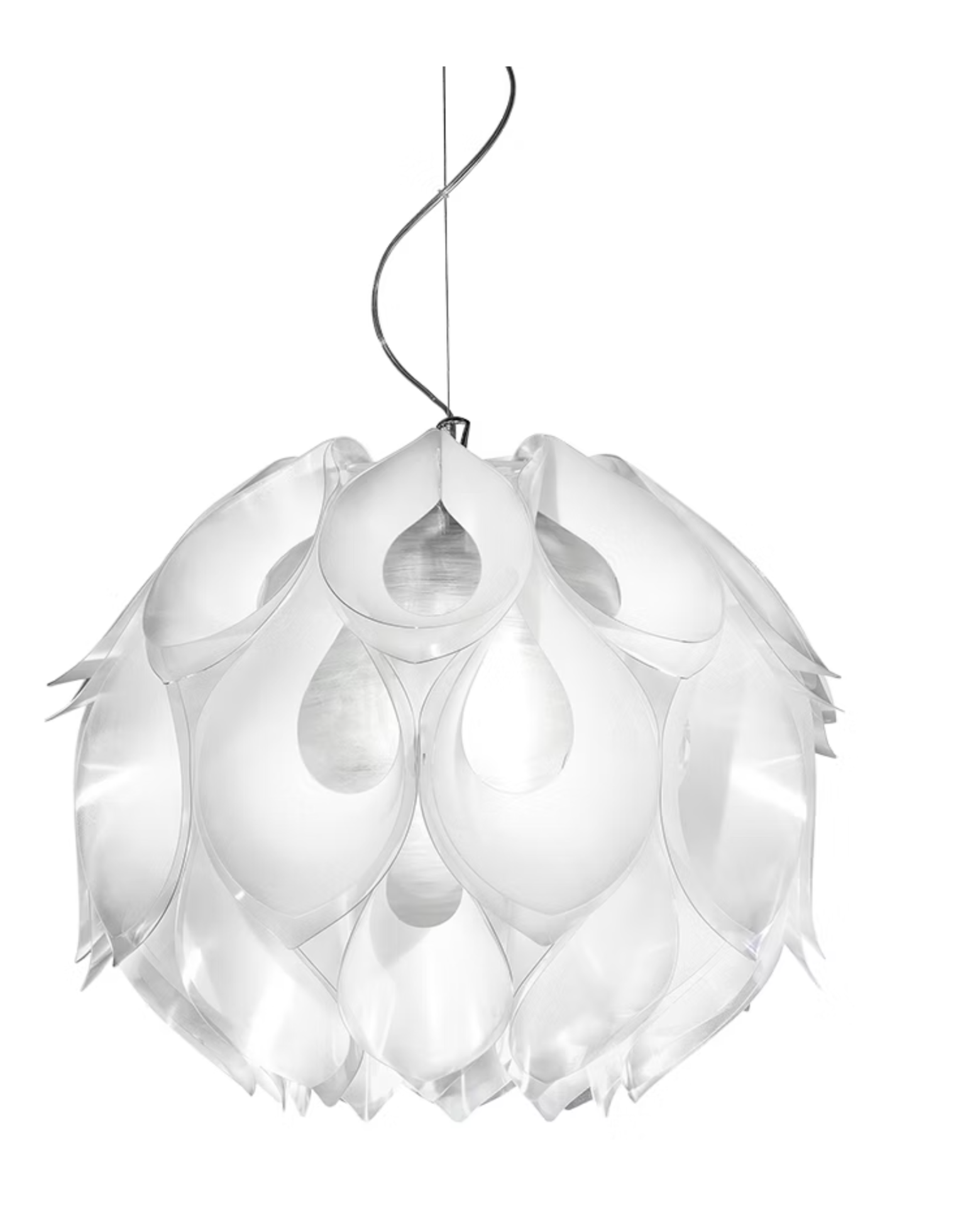 FLORA Lâmpada de teto pendente com folhas translúcidas brancas em camadas