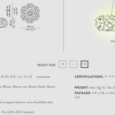 Candeeiro suspenso com design de pétalas em policarbonato branco e luz LED integrada