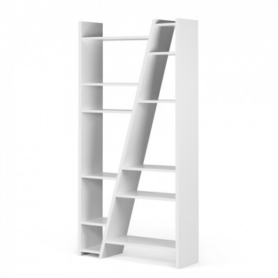 Estante branca moderna com escada integrada