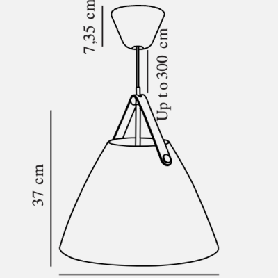 Desenho técnico de luminária pendente com dimensões