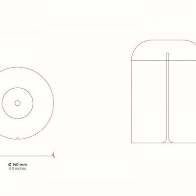 Desenho técnico de um recipiente cilíndrico com tampa e dimensões indicadas