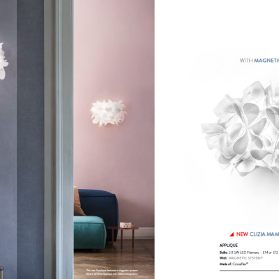 Candeeiros de tecto e parede brancos com design em pétalas em ambiente moderno