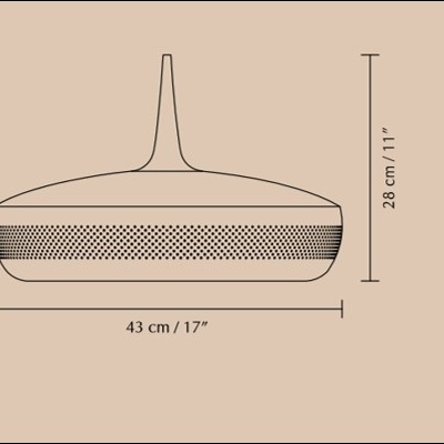 dispositivo redondo branco com malha preta e cabo fino com medidas indicadas