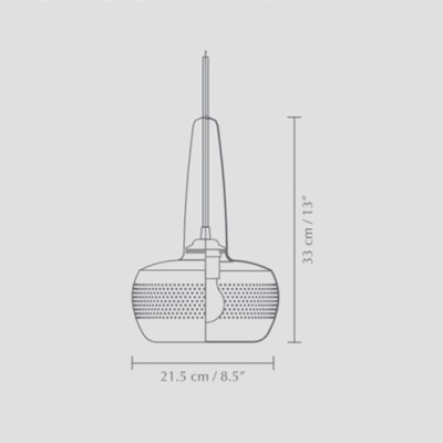 Desenho técnico de candeeiro pendente com medidas