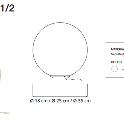 Candeeiro de mesa esférico branco T.MOON MICRO/1/2 em três tamanhos distintos.