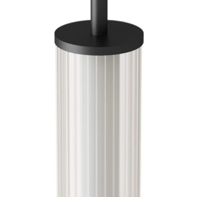 Escova de casa de banho branca com padrão canelado e topo preto