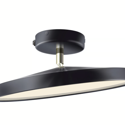 Candeeiro de teto moderno preto com difusor branco