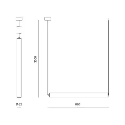 Lâmpada suspensa branca cilíndrica com medidas técnicas