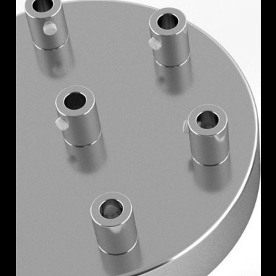 Base metálica redonda com cinco suportes cilíndricos