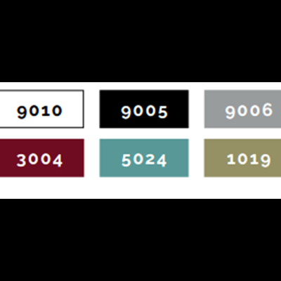 Seis retângulos coloridos com códigos numéricos de cores