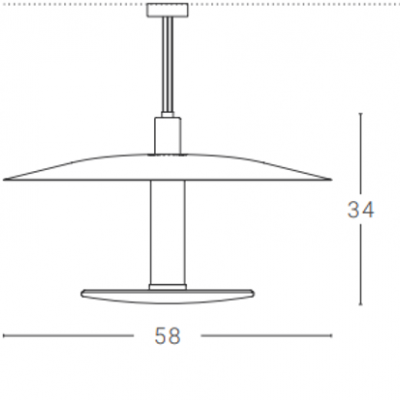 Desenho técnico de lâmpada pendente com dimensões