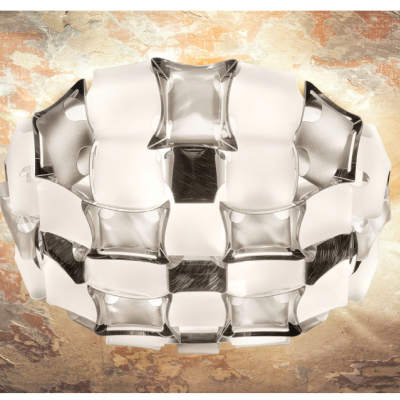 Candeeiro de teto quadrado branco e platina