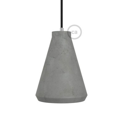 candeeiro pendente cinza em cimento com cabo preto