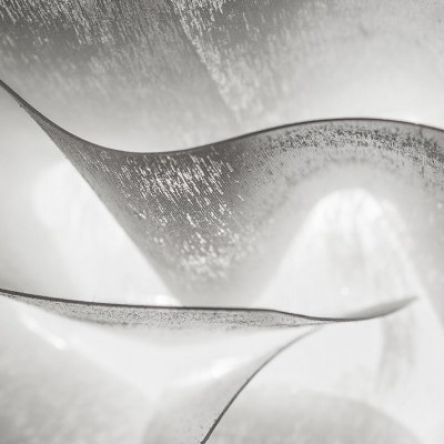 Formas curvas metálicas entrelaçadas em preto e branco