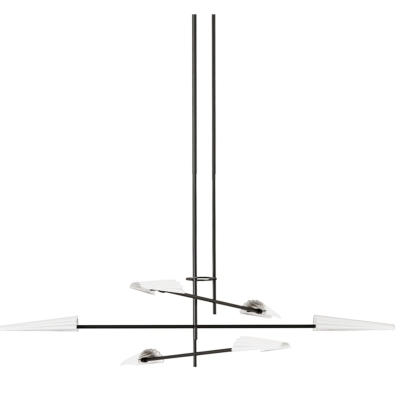 Candeeiro suspenso moderno preto com difusores brancos cónicos