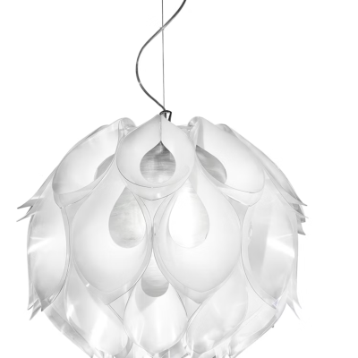 Lâmpada de teto pendente com folhas translúcidas brancas em camadas