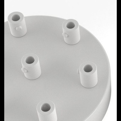 Base redonda branca com cinco suportes cilíndricos brancos