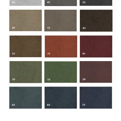 Amostras de tecido em várias cores com números identificativos