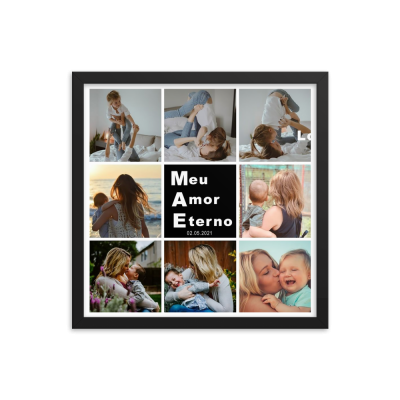 Colagem de fotos maternidade com texto 'Meu Amor Eterno 02.05.2021' no centro