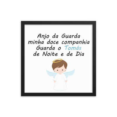 Quadro decorativo com um anjo e texto em português