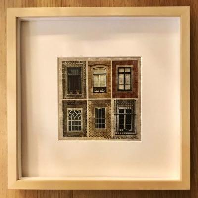 Quadro com imagem de seis janelas em diferentes estilos e cores