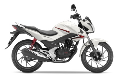 Motociclo Honda CG 160 Titan branco com detalhes pretos e vermelhos