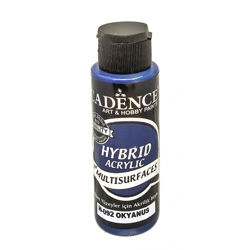 CADENCE HIBRIDA 70ML OCEANO H092 Frasco azul de tinta acrílica híbrida multisuperfícies CADENCE com tampa preta