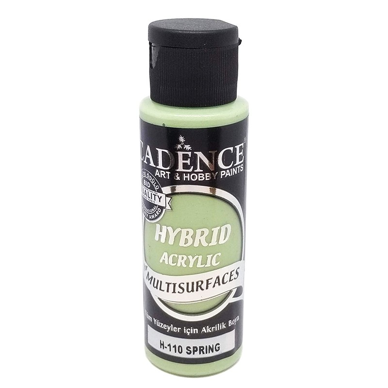 CADENCE HIBRIDA 70ML VERDE SPRING H110 Frasco de tinta acrílica híbrida Cadence verde clara com tampa preta