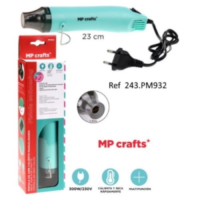 Soprador de ar quente MP crafts verde-água com cabo preto e embalagem colorida