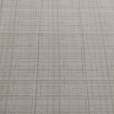 Tecido bege claro com padrão de linhas castanho entrecruzadas