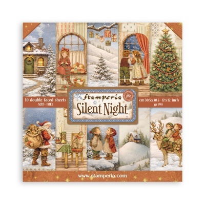 Folhas duplas para scrapbook com temas de Natal vintage