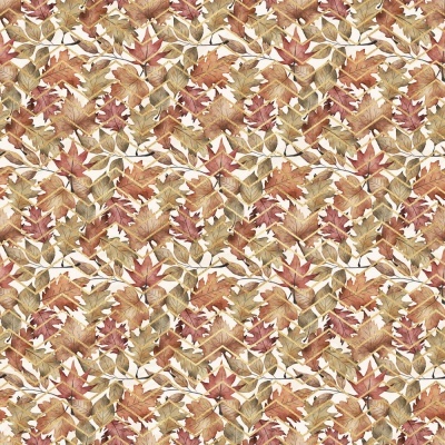 Papel de parede padrão folhas outono tons castanho e bege