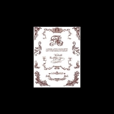 Folha com etiquetas e molduras decorativas vintage castanhas