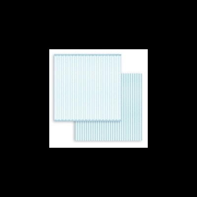 Dois lenços de papel quadrados com padrão listrado azul e branco