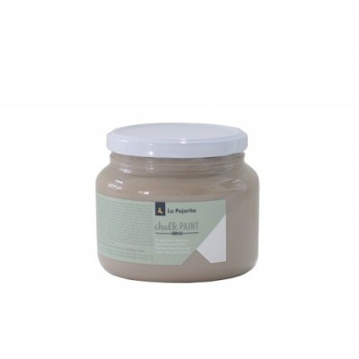 Pote de tinta Chalk Paint bege claro com tampa branca e rótulo verde e branco