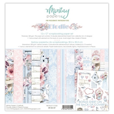 Conjunto de papéis para scrapbook em tons pastel com padrões florais e texturas de madeira