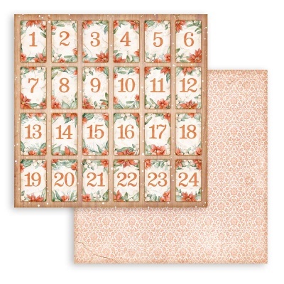 Papel decorativo com padrão floral vintage e números de 1 a 24