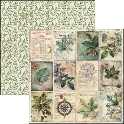 Papel decorativo com padrão e ilustrações botânicas vintage