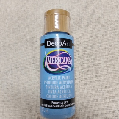 Frasco de tinta acrílica azul claro DecoArt Americana com tampa dourada