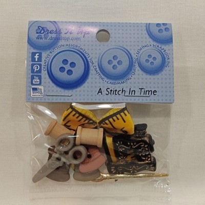 Pacote com botões decorativos e miniaturas para costura