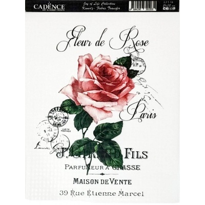 Painel decorativo com rosa vermelha e texto em francês