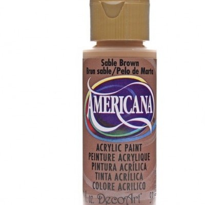 Frasco de tinta acrílica Americana cor Sable Brown com tampa bege e rótulo colorido