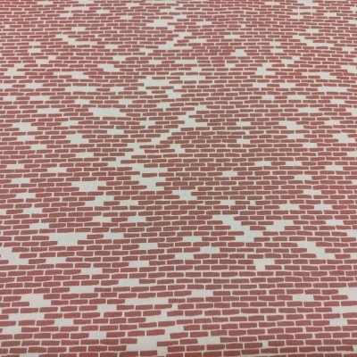 Papel de parede com padrão de tijolos vermelhos e espaços brancos