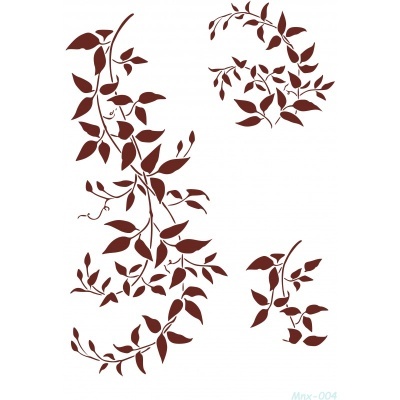 Decalques de folhas castanhas em diferentes tamanhos sobre fundo branco.