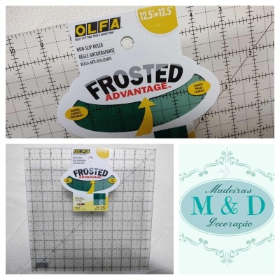 Régua de corte quadrada OLFA Frosted Advantage 12,5x12,5 com base translúcida e marcações em polegadas