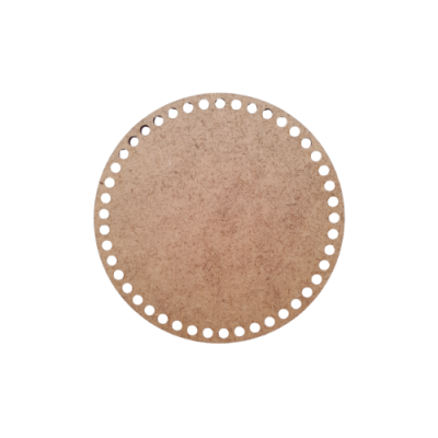 Disco redondo em madeira com buracos na borda