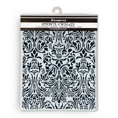 Stencil Stamperia com padrão ornamental preto