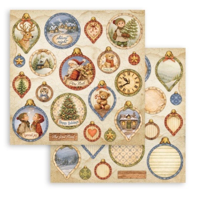 Papel decorativo de Natal com motivos vintage e textos festivos