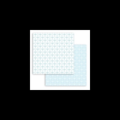 dois papéis decorativos com padrões geométricos azuis e brancos